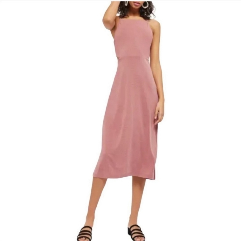 Topshop Pink Midi Dress with Cutouts